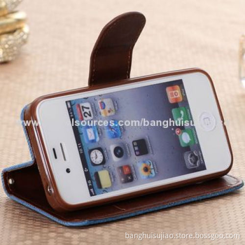 Leather Flip Case for iPhone 4/4s Different Colors Available OEM/ODM Orders